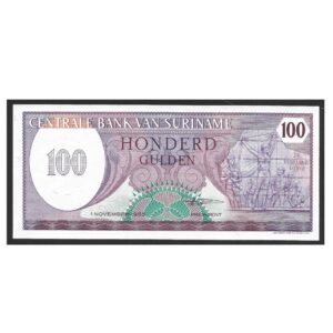 CÉDULA DO SURINAME 100 GULDEN FE