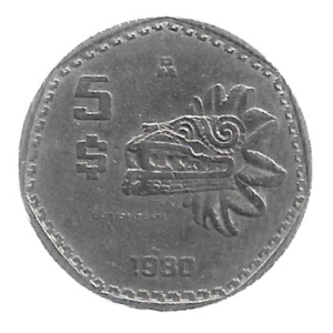 MOEDA DO MÉXICO 5 PESOS 1980 KM 485