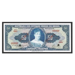 CÉDULA DO BRASIL 50 CRUZEIROS SPECIMEN C 024 S FE
