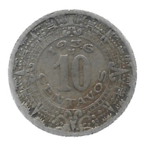 MOEDA DO MÉXICO 10 CENTAVOS 1936