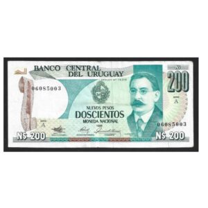 CÉDULA DO URUGUAI 200 NUEVOS PESOS SOBERBA