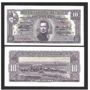 CÉDULA DO URUGUAI 10 PESOS 1939 SOB/FE