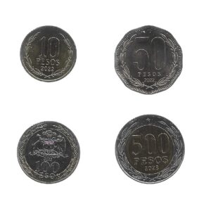 MOEDAS DO CHILE 10 - 50 - 100  500 PESOS