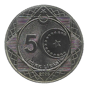 MOEDA DA TURQUIA 5 LIRAS 2023
