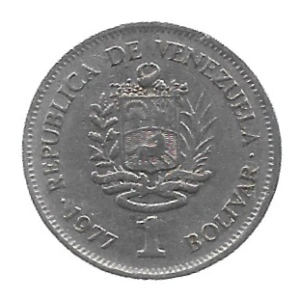 MOEDA DA VENEZUELA 1 BOLÍVAR 1977 KM 52