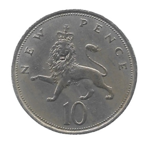 MOEDA  DO REINO UNIDO 10 NEW PENCE 1970 KM 912
