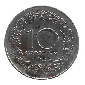 MOEDA DA ÁUSTRIA 10 GROSCHEN 1925 KM 2828