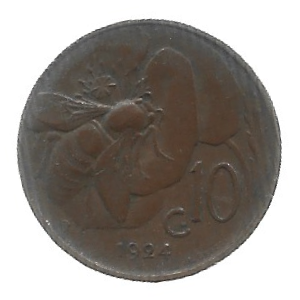 MOEDA DA ITÁLIA 10 CENTAVOS 1924 KM 60