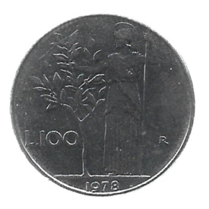 MOEDA DA ITÁLIA 100 LIRAS 1978 KM 96.1