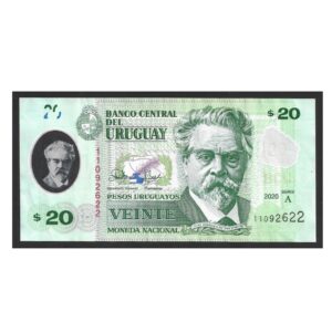 CÉDULA DO URUGUAI 20 PESOS POLÍMERO MBC