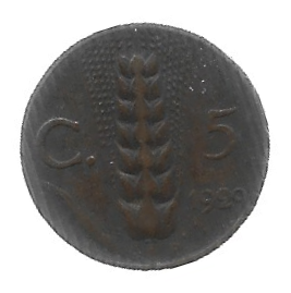 MOEDA DA ITÁLIA 5 CENTAVOS 1929 KM 59