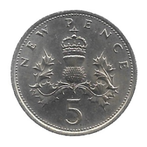MOEDA DO REINO UNIDO 5 NEW PENCE 1975 KM 911