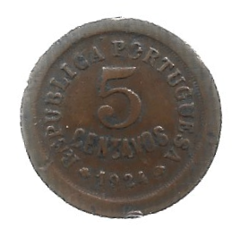 MOEDA DE PORTUGAL 5 CENTAVOS 1924 KM 572