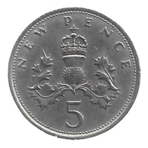 MOEDA DO REINO UNIDO 5 NEW PENCE 1970 KM 911