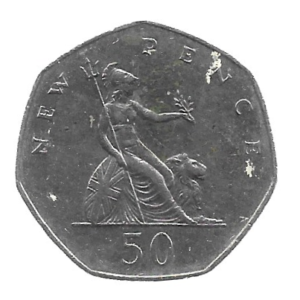 MOEDA DO REINO UNIDO 50 PENCE NOVO 1976 KM 913