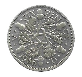 MOEDA DO REINO UNIDO 6 PENCE 1936 KM 832 PRATA