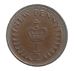 MOEDA DO REINO UNIDO 1/2 NEW PENNY 1971 KM 914