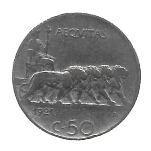 MOEDA DA ITÁLIA 50 CENTAVOS 1921 KM 61