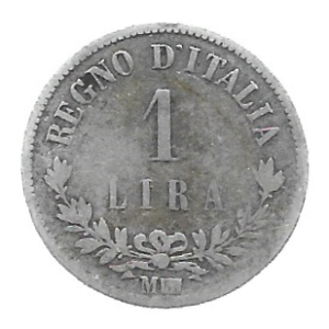 MOEDA DA ITÁLIA  MILAN 1 LIRA 1863 M KM 15.1 PRATA