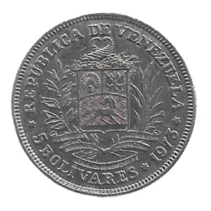 MOEDA DA VENEZUELA 5 BOLÍVARES 1973 KM 44