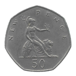 MOEDA DO REINO UNIDO 50 NEW PENCE 1969 KM 913