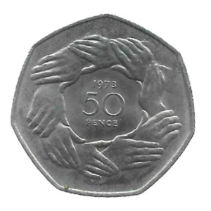 MOEDA DO REINO UNIDO 50 PENCE 1973 KM 918