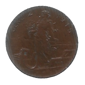 MOEDA DA ITÁLIA 2 CENTÉSIMOS 1915 KM 41