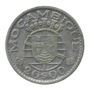 MOEDA DE MOÇAMBIQUE 20 ESCUDOS 1960 KM 80 PRATA