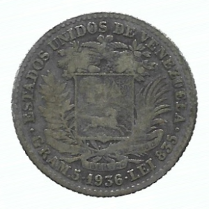 MOEDA DA VENEZUELA 1 BOLÍVAR 1936 KM 22 PRATA