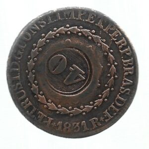 MOEDA DO BRASIL 80 RÉIS COM CARIMBO GERAL DE 40 1831 R