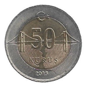 MOEDA DA TURQUIA 50 KURUS 2015 KM 1243
