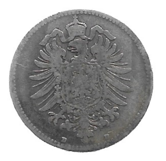 MOEDA DA ALEMANHA 1 MARCO 1873 D KM 7 PRATA - Imagem 2