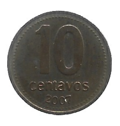 MOEDA DA ARGENTINA 10 CENTAVOS 2007 KM 107