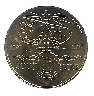 MOEDA DA ITÁLIA 200 LIRAS 1997 KM 186