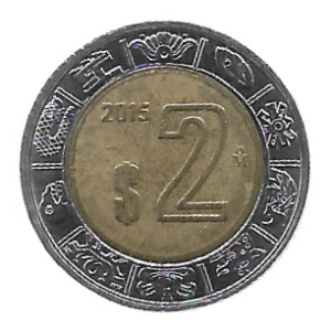 MOEDA DO MÉXICO 2 PESOS 2015 KM 604