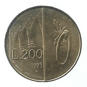 MOEDA DE SAN MARINO 200 LIRAS 1993 KM 300