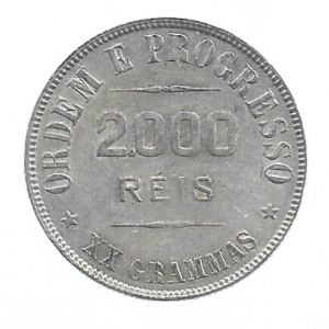 MOEDA DO BRASIL 2000 RÉIS 1907 P 696 C SOB/FE