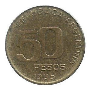 MOEDA DA ARGENTINA 50 PESOS 1985 KM 94