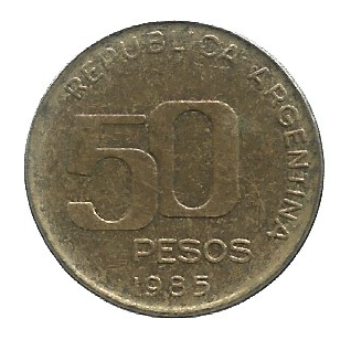 MOEDA DA ARGENTINA 50 PESOS 1985 KM 94