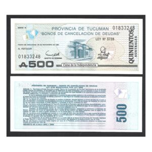 CÉDULA (BÔNUS) DA ARGENTINA 500 AUSTRALES SOB/FE