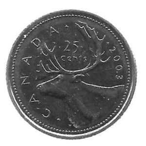 MOEDA DO CANADÁ 25 CENTS 2003 KM 493