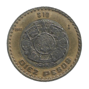 MOEDA DO MÉXICO 10 PESOS 2007 KM 616