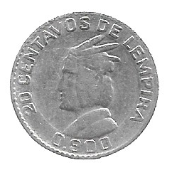 MOEDA DE HONDURAS 20 CENTAVOS 1958 KM 73 PRATA