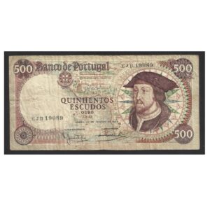 CÉDULA DE PORTUGAL 500 ESCUDOS OURO 1966 BC/MBC