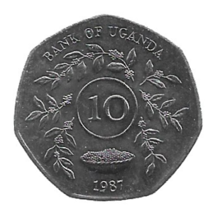 MOEDA DE UGANDA 10 SHILLINGS 1987 KM 30
