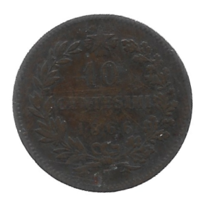 MOEDA DA ITÁLIA 10 CENTAVOS 1866 N KM 11