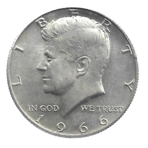 MOEDA DOS EUA HALF DÓLAR 1966  KM 202 A PRATA