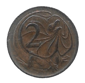 MOEDA DA AUSTRÁLIA 2 CENTAVOS 1966 KM 63