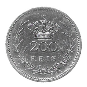 MOEDA DE PORTUGAL 200 RÉIS 1909 KM 549 PRATA