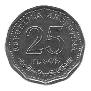 MOEDA DA ARGENTINA 25 PESOS 1968 KM 63